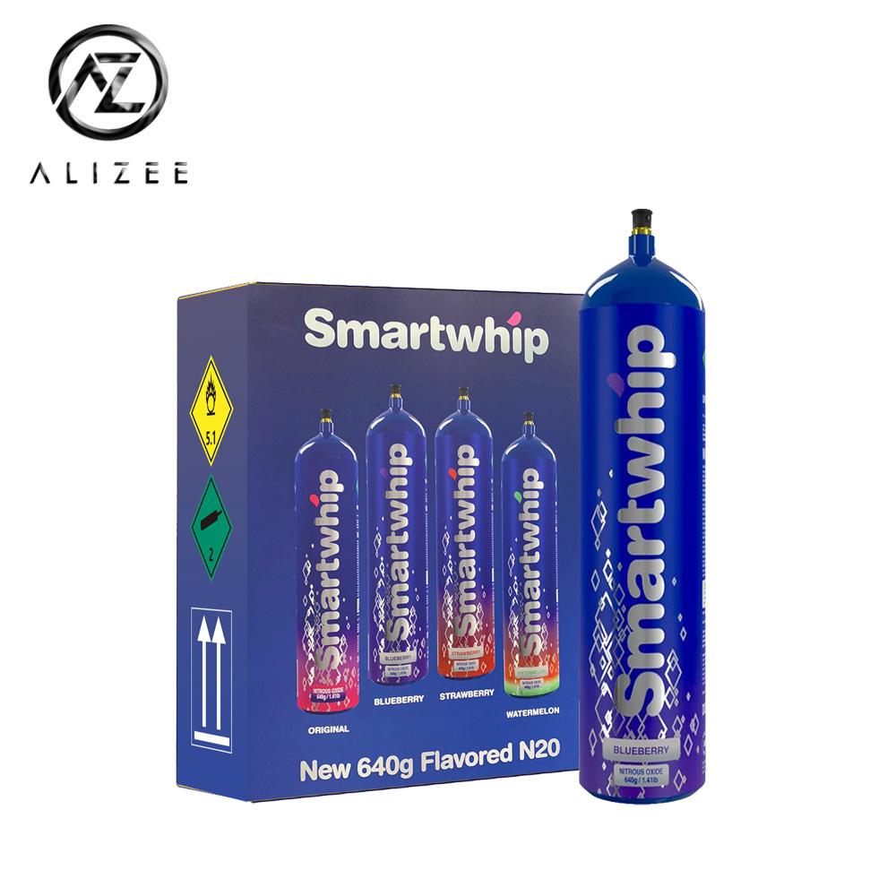Factory Export Wholesale Smartwhip 640g Aluminium Cylinder Cream Charger - Blueberry Flavor N2O (Free Silencer Nozzle)